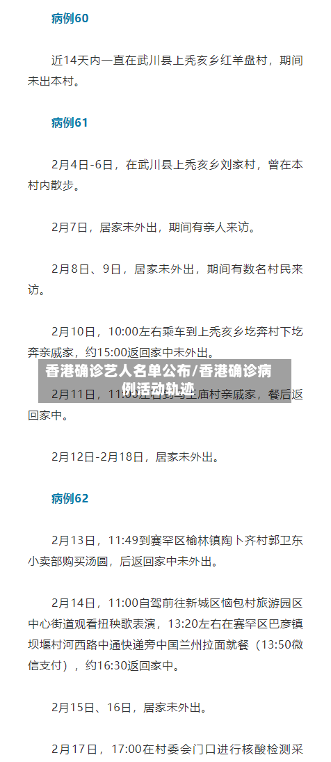 香港确诊艺人名单公布/香港确诊病例活动轨迹-第3张图片